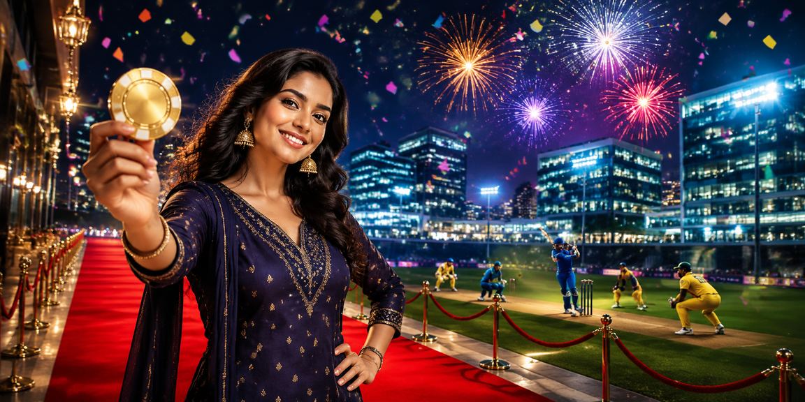 Indian woman enjoying cricket betting online