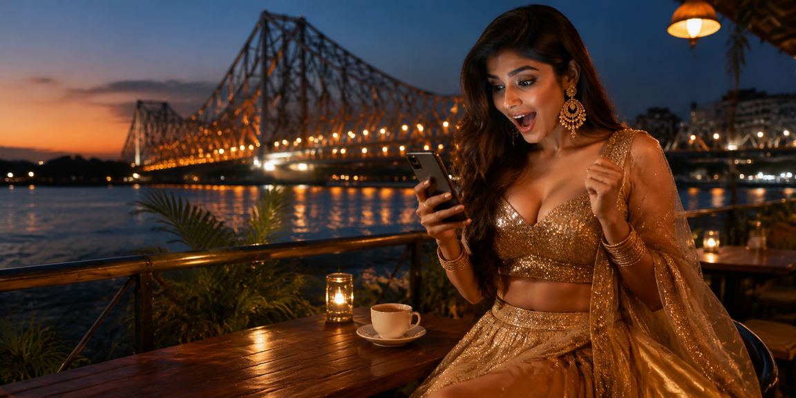 Kolkata skyline with Howrah bridge and mobile casino experience