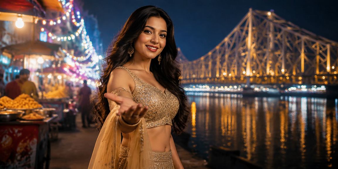 Kolkata city with vibrant Bollywood style and lottery promotions