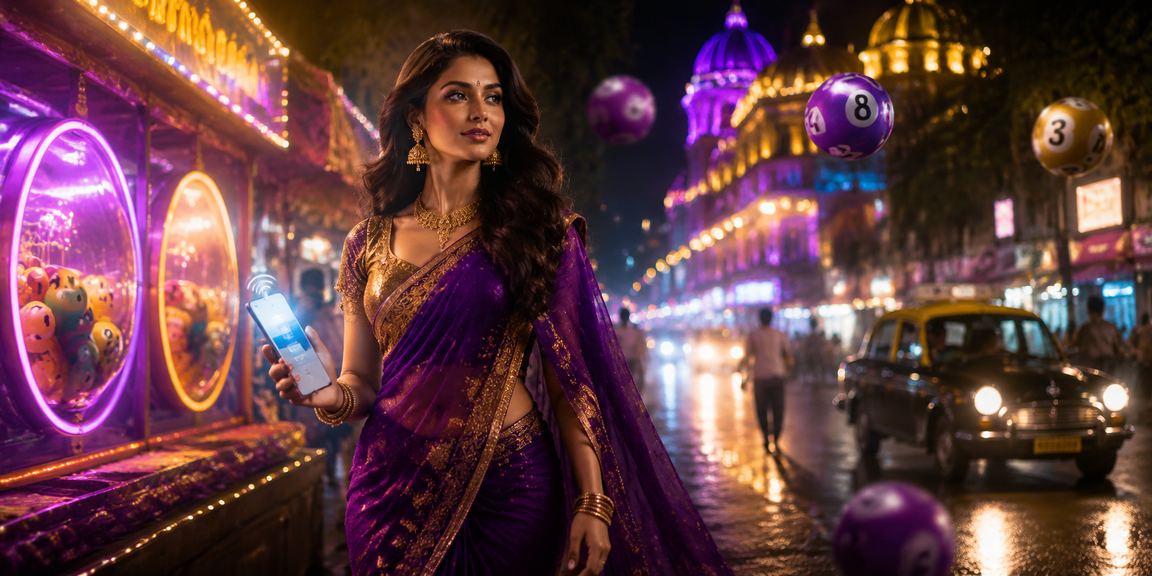 Mumbai nightlife with lottery game interface